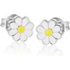 Sakrami Orecchini in Argento 925 con Perno per Bambini Margherita Smaltata - Kids Collection + Confezione Regalo Personalizzata - Orecchini per Nascita Comunione Battesimo Compleanno