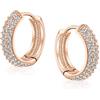 Bling Jewelry Moda Nuziale Per Matrimoni 3 Orecchini A Cerchio Huggie Infiniti Con Zirconi Cubici A Tre File E CZ In Oro Rosa Placcato, Con Cerniera, Per Donne Diametro Di 0,65 Pollici