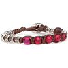 Tamashii bracciale ruota della Preghiera con 5 pietre agata rossa multifaceted da 6 mm e cilindri in argento con inciso il mantra.BHS924-S4-34