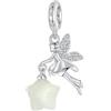 Generic Ciondolo pendente fata luminosa stella che si illumina al buio autentico argento sterling 925 compatibile con il braccialetto