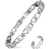MagEnergy Bracciale magnetico da donna in acciaio al titanio o rame puro al 99,99% regolabile, con potenti magneti al neodimio e zirconi, gioielli eleganti in diversi colori e disegni, 20.5 cm, nan