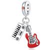 PANPOKI Sport & Hobby Ciondolo in argento Sterling 925 da donna, musica, pallavolo, ping pong, bowling, tennis, surf, per braccialetti e collane con charm, 1, Argento sterling, Zircone