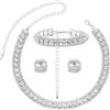 UNICRAFTALE 1 Set di gioielli con strass e cristalli, set di gioielleria con catena in metallo, orecchini, braccialetto, set di gioielli da sposa, accessori in vetro e cristallo per damigelle d'onore