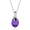 Bellitia Jewelry Collana Pendente con Pietra Naturale a Forma Pera, Collana con Ciondolo Ametista Viola da donna, Collana in Argento Sterling 925 con Pietre Preziose, Gioielli da donna