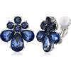 EVER FAITH Goccia Orecchini a clip per donne ragazze, strass Cristallo Fiore a Navy Blu Argento fondo