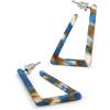 Avalaya Orecchini a cerchio triangolari in acrilico, blu/marrone/45 mm L/Trendy, Misura unica, Plastica