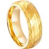 Mesnt Anelli da Uomo Fede Nuziale, Anello Nuziale in tungsteno sfaccettato Spazzolato per Uomo 8MM, Oro, Taglia 20