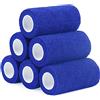 Sagafly 6 Rotoli Benda Elastica Coesiva 10cm x 4,5m, Bendaggio Adesiva Coesiva Nastro Bendaggio Sportivo Non Tessuto Autoadesivo Benda Salvapelle Fasciature per Mani, Piedi, Ginocchia, Braccia (Blu)