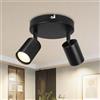 Dehobo Faretti LED Soffitto 2 Luci GU10 Orientabili 350°, Plafoniera Nera Design Moderno, Lampada da Soffitto e Lampada da Parete Interno per Soggiorno Cucina, Senza Lampadina