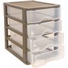 PlasticForte Plastic Forte - Cassettiera in plastica marrone 4 cassetti Colore trasparente 35 x 27 x 35,5 cm