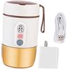 Gralara Scaldabiberon Portatile USB Regolabile caffè Riscaldamento rapido bollitore Elettrico da Viaggio Controllo della Temperatura per Auto da Picnic, Beige
