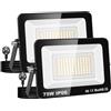 AUXTINGS Faretto LED da Esterno 75W con Spina, 7500LM Faro Led Esterno 4000K Bianco Caldo, IP66 Impermeabile Faretti LED Proiettore Esterni per Giardino Garage Cortile Piazza Terrazza Patio