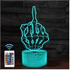 Comiwe Lampada notturna a forma di dito medio 3D, giocattolo decorativo a LED, 16 colori, cambia con telecomando, decorazione natalizia, regalo di compleanno, per ragazze, ragazzi, bambini e amici