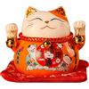 Tyenaza Gatto Maneki Neko, Maneki Neko in Ceramica da 4,5 Pollici Gatto Fortunato Carino Porta Fortuna Buon Augurio Gatto di Fortuna Vaso di Risparmio Decorazione(gatto arancione)