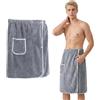 Dwitkul Kilt Sauna Uomo con Tasche, Asciugamano da Bagno Uomo Regolabile con Bottoni a Pressione, 65 x 140 cm - Telo Bagno Elastico per Sauna, Doccia, Palestra, SPA e Spiaggia, Grigio