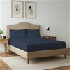 Pizuna Linens Pizuna Set lenzuola angoli matrimoniali 3pezzi 200x200cm 400fili cotone Blu