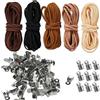 AYHYHLJZJ 5 pezzi di cordino in pelle, cordini in pelle da 5 m x 3 mm per catene con 100 estremità di cordino, cordino in pelle per catene in 5 colori, cinturino in pelle per bracciale fai da te, collana
