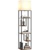 HOMCOM Lampada da terra con ripiani, lampada da terra LED dimmerabile, dimmer, temperature di colore 3000K-6500K, telecomando, interruttore a strappo, marrone rustico