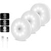 Akynite 0.5W Lampada Sensore di Movimento USB Ricaricabile, 10 LEDs, Luce Fredda & Dimmerabile, Luce Armadio con Rilevatore Movimento senza Fil, Luce LED Magnetica per Scale, Luce Notturna, set di 3
