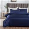 Morbuy - Set copripiumino matrimoniale in seta satinata con 2 federe, set biancheria da letto blu navy, copripiumino di facile manutenzione con chiusura a cerniera - set copripiumino lussuoso ultra