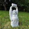 FABRIQ Buddha felice, 41 cm, 8 kg, grigio, resistente alle intemperie e al gelo, decorazione da giardino Feng Shui