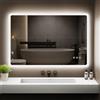GIMBELEN Specchio da bagno con illuminazione, 100 x 60 cm, rettangolare, interruttore touch, dimmerabile, 3 colori di luce regolabili, per bagno con illuminazione, verticale, anti-appannamento, per