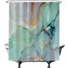 Ulticool Tenda da doccia - Marmo Verde Blu Acquerello - 180 x 200 cm - Lavabile - Anti muffa - Impermeabile - con 12 anelli