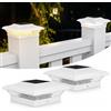 ILIKEPOW Set di 2 lampade solari per pali, 2 modalità LED, IP65, impermeabili, luci solari 9 x 9 10 x 10 cm, paletti, bianco lampada esterna per terrazza, giardino (bianco freddo 6000 K e caldo 3000 K
