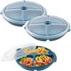 Luckwaii Piatti da forno a microonde, 3 pezzi, con coperchio, con 3 scomparti, in plastica, per riscaldare i pasti