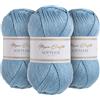 Utopia Crafts Softease - Filato per lavoro a maglia e uncinetto, 3 pezzi, 100 g (blu nebbia)