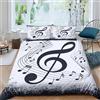 Generic Copripiumino Singolo 135x200 Note Musicali Set Biancheria da Letto 3 Pezzi 3D Stampa Tema Musicale Copripiumini Incluso 1 Microfibra Copri Piumino per Bambini e 2 Federe M.3747