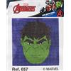 Haberdashery Online Kit punto croce per bambini, Hulk. Kit mezzo punto 18x15 cm. Kit ricamo a mano prestamato con filo e ago