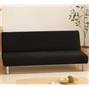 Generico Copridivano Letto Senza Braccioli - Fodera Elasticizzata Lavabile Antiscivolo per Divano Letto Pieghevole 2/3 Posti, Protezione Completa, 14 Colori Disponibili (Nero, 120-155cm)
