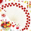 Oneroomone 100 Pezzi Cocktail Sticks, Spiedini da Cocktail A Cuore Rosso Spiedini di Legno Finger Food Party Picks 12 Cm per Cibi alla Griglia, per Regali di Festa Mardi Gras Festa di Compleanno