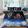 Homemissing Set con copripiumino a tema sport estremi con motivo con pilota di motocross, per bambini, ragazzi e adulti, decorazione per la camera, set da 2 pezzi, per letto singolo