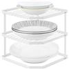 QIWODE Scaffale per piatti per armadio, scaffale angolare da cucina a 3 livelli, organizer da cucina per riporre e organizzare gli oggetti, bianco