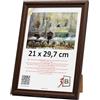 3-B Cornice portafoto Mori - marrone scuro (noce con venature ottiche del legno) - 21 x 29,7 cm (A4) - Cornice in legno, cornice per foto e documenti con vetro acrilico