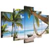 Cuadros B&D XXL - Quadro Spiaggia Mare 100x50 cm 5 Pezzi Stampa su tela XXL Immagini Moderni Murale Fotografia Grafica Decorazione da parete Quadri Componibili Natura Palma tropicale 020112-20
