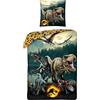 MTOnlinehandel Jurassic World - Biancheria da letto per bambini, motivo: dinosauri, 1 federa 80 x 80 cm, 1 copripiumino da 135 x 200 cm, 100% cotone