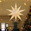 Lewondr Stella Cima per Albero di Natale,13 Stella Natalizia a 10 Punte Illuminata con Alimentazione a Presa e Telecomando per Decorazioni Natalizie,Timer 6H&8 Modalità Illuminazione, Luce Calda