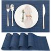 Myir JUN Tovagliette Americane Lavabili Set di 4 Tovagliette Colazione | Non-scivolose Resistenti al calore Tovaglietta Americane per Tavolo da Cucina 30X43.5cm (Blu Scuro)