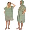 LeStoff Poncho surf adulto, 100% cotone bio, Verde oliva/Arancio, M/L | Accappatoio, telo con cappuccio e spogliatoio per spiaggia, nuoto e campeggio - leggero, assorbente e ad asciugatura rapida