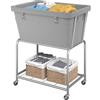 ELYKEN Cesto portabiancheria su ruote, cesto portabiancheria con ripiano in metallo resistente, 120 l, organizer per lavanderia, camera da letto, bagno ETHLC07G1
