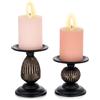 Sziqiqi Vintage Portacandele a Colonna Set di 2 Portacandele In Metallo Porta Candele Retrò Nero Opaco Centrotavola Ornamenti Shabby Chic Per Tavolino da Pranzo Mantello Decorazione per Caminetto