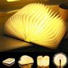 LOVUMMOR Lampada Libro Led Pieghevole in Legno, Luci d'atmosfera Luci Notturne, USB Ricaricabile Magnetico LED Luce in Forma di Libro, Idea Regalo Originale, Lampada da Tavolo per Compleanno e Natale