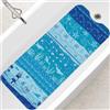 SHUCHING Tappetino Vasca Antiscivolo, Tappetino Doccia Antiscivolo Lungo 100x40cm, Tappeto Vasca da Bagno Antimuffa e Lavabile in Lavatrice, Oceano Blu