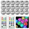 CLIUNT 20 Pezzi Luci da tè a LED Subacquee, Mini RGB Sommergibile Luce LED, Luci Piscina Impermeabile con Telecomando 16 Colori per Acquario Stagno Vasca da Bagno Giardino