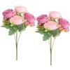 LOLANIUT 2 Fiori Finti per Cimitero Decorazioni, Fiori Artificiali Peonie per Cimitero, Bouquet Fiori Finti da Interno, Come Veri per Composizioni Floreali, Matrimoni, Feste, Cucina