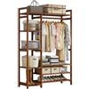 angelfanmily Stand Appendiabiti in bambù, Multifunzionale Appendiabiti Portatile, Design Aperto, Stand Appendiabiti da Terra per Vestiti,Cappelli, Scatola per Scarpe,Porta Abiti da Camera