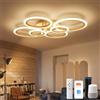 YUNLONG Smart Lampadario Soggiorno Compatibile con Alexa & Google Home, Plafoniera da Soffitto 6 Anelli WiFi, Lampada da Soffitto LED Dimmerabile con Telecomando, per Camera da Letto, Ufficio, Oro